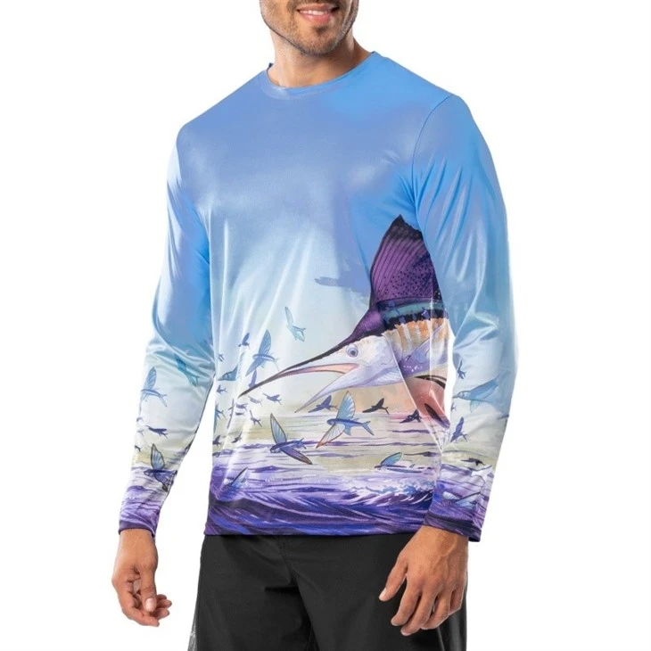 Custom Logo Outdoor Hiking Upf 50 Anti-bacterial Moisture Wicking Long Sleeve Hooded Fishing Shirt